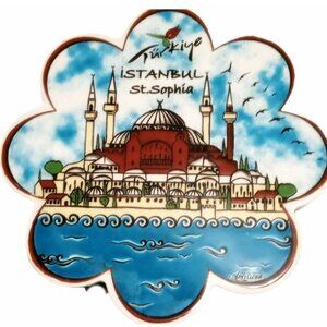 Trivet Ceramic Traditional Iznik Turkish Instanbul Turkiye Scalloped Souvenir